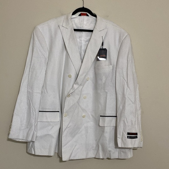 Linea Uomo White Double-Breasted Men's Blazer sport coat 56R linen event Y2K - Picture 9 of 11